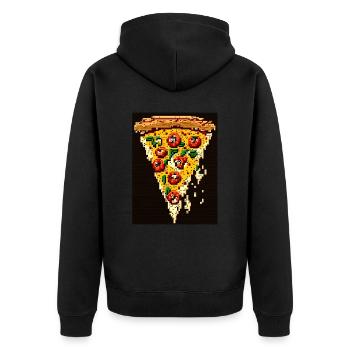 8-Bit-Pizza, Pixel-Art - Unisex Premium Bio Zip Hoodie - Schwarz - Hinten - Nico (187cm)