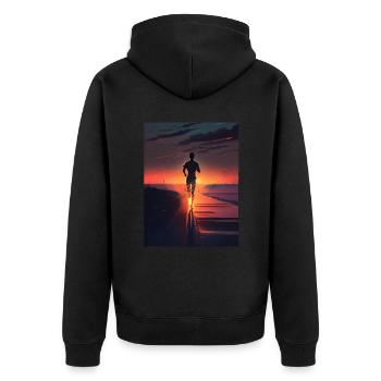 Coureur au coucher du soleil - Veste à capuche bio Premium Unisexe - noir - Dos - Nico (187cm)