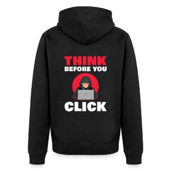 Denken Sie Nach, Bevor Sie Für Computer All Fan - Unisex Premium Bio Zip Hoodie - Schwarz - Hinten - Nico (187cm)