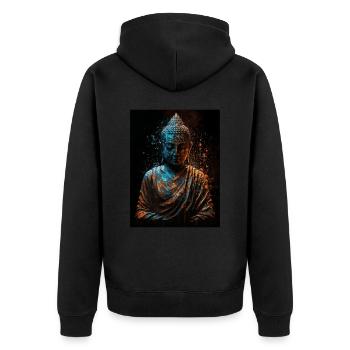 Peaceful Abstract Buddha Statue - Unisex Premium Organic Zip Hoodie - black - Back - Nico (187cm)