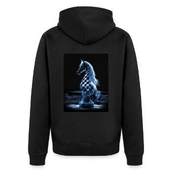 Chevalier d’échecs au clair de lune - Veste à capuche bio Premium Unisexe - noir - Dos - Nico (187cm)