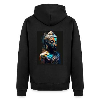 Abstrakte Buddha-Statue - Unisex Premium Bio Zip Hoodie - Schwarz - Hinten - Nico (187cm)