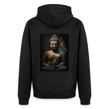 Bronze Buddha Sculpture - Unisex Premium Organic Zip Hoodie - black - Back - Nico (187cm)