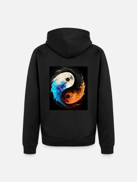 Abstract Yin and Yang Symbol - Unisex Premium Organic Zip Hoodie - black