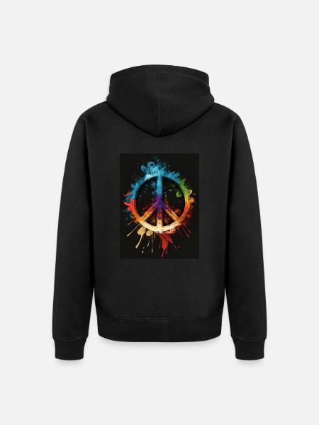 Buntes Friedenssymbol - Unisex Premium Bio Zip Hoodie - Schwarz