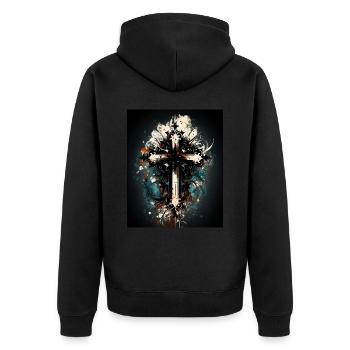 Croix chrétienne abstraite - Veste à capuche bio Premium Unisexe - noir - Dos - Nico (187cm)