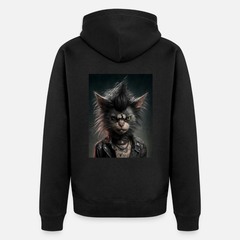 Chat Punk Rebel - Veste à capuche bio Premium Unisexe - noir