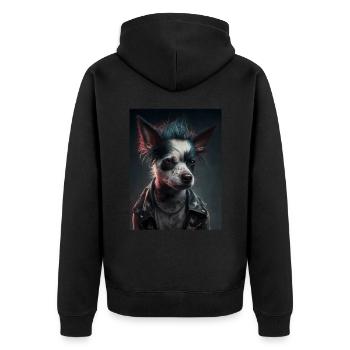 Chien punk rebelle - Veste à capuche bio Premium Unisexe - noir - Dos - Nico (187cm)