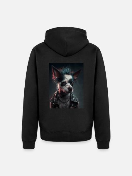 Rebel Punk Dog - Unisex Premium Organic Zip Hoodie - black