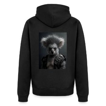 Cooler Punk Koala - Unisex Premium Bio Zip Hoodie - Schwarz - Hinten - Nico (187cm)