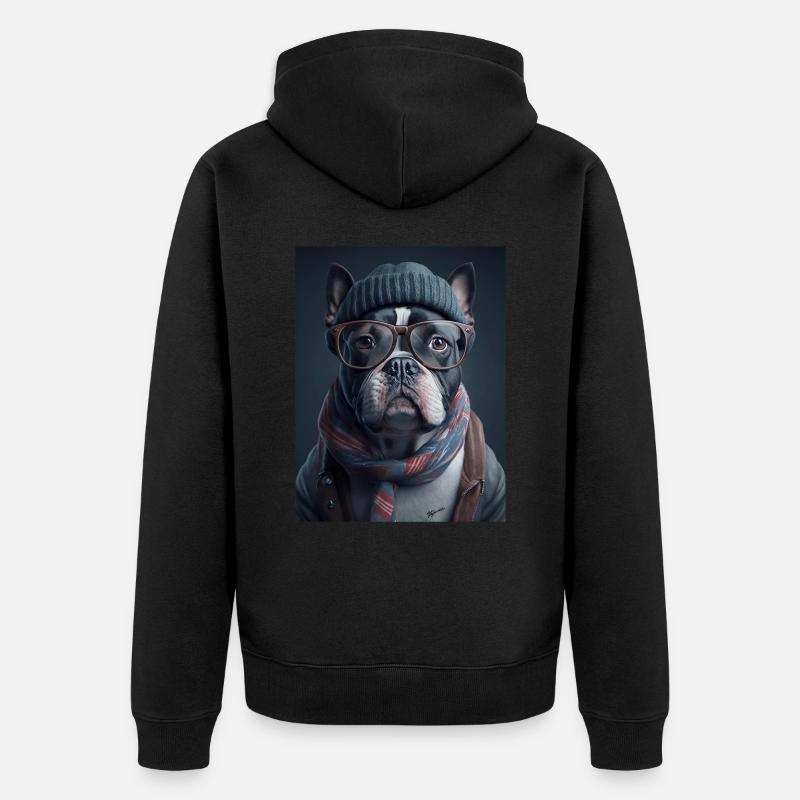 Cooler Hipster-Hund - Unisex Premium Bio Zip Hoodie - Schwarz