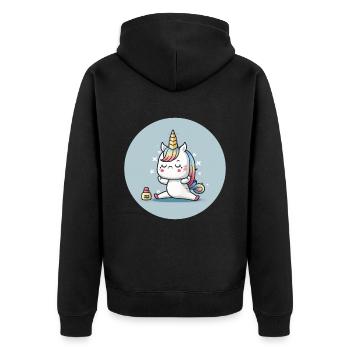 Adorable Licorne de Yoga - Veste à capuche bio Premium Unisexe - noir - Dos - Nico (187cm)