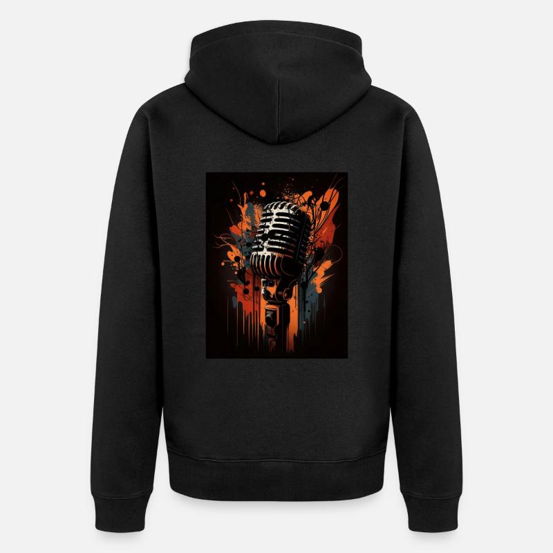 Microphone abstrait - Veste à capuche bio Premium Unisexe - noir