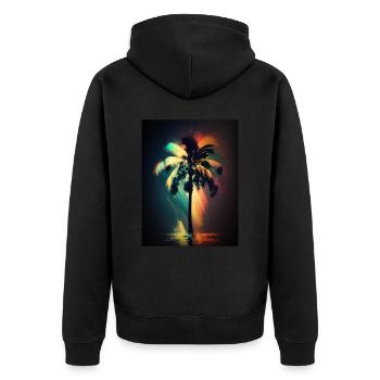Colorful Palm Tree - Unisex Premium Organic Zip Hoodie - black - Back - Nico (187cm)