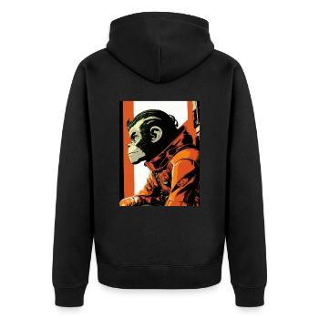 Monkey Astronaut Pop Art - Unisex Premium Organic Zip Hoodie - black - Back - Nico (187cm)