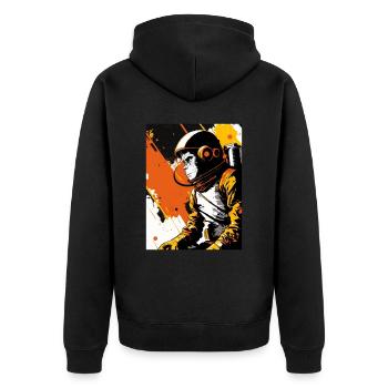 Monkey Astronaut - Unisex Premium Organic Zip Hoodie - black - Back - Nico (187cm)