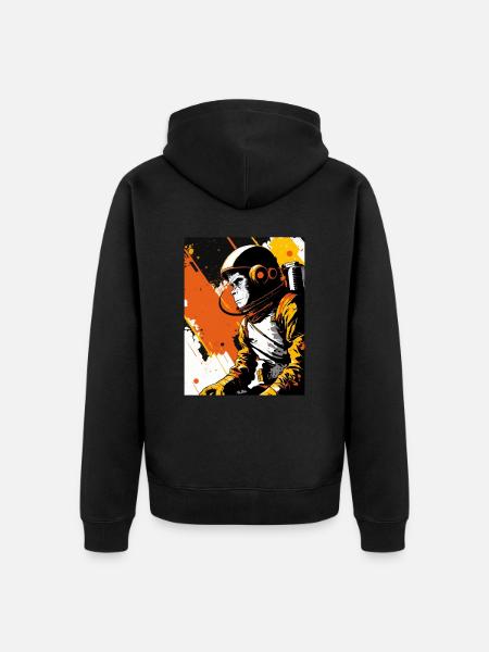 Monkey Astronaut - Unisex Premium Organic Zip Hoodie - black