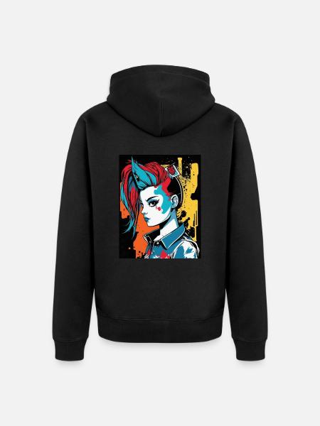 Rebellisches Mädchen - Unisex Premium Bio Zip Hoodie - Schwarz