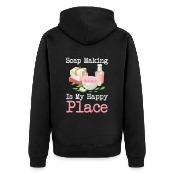 Seifenherstellung Ist Mein Glücklicher Ort - Unisex Premium Bio Zip Hoodie - Schwarz - Hinten - Nico (187cm)