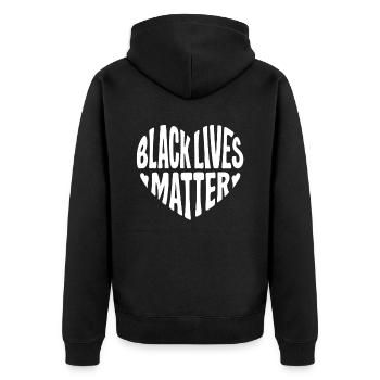 Schwarze Leben Zählen - Unisex Premium Bio Zip Hoodie - Schwarz - Hinten - Nico (187cm)
