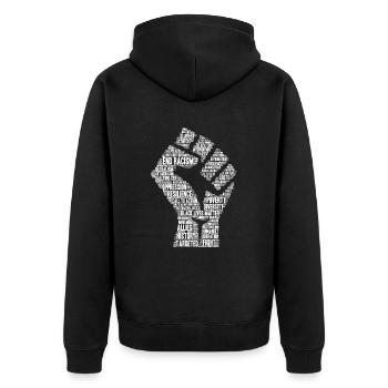 Schwarze Leben Zählen - Unisex Premium Bio Zip Hoodie - Schwarz - Hinten - Nico (187cm)