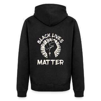 Schwarze Leben Zählen - Unisex Premium Bio Zip Hoodie - Schwarz - Hinten - Nico (187cm)