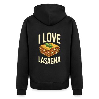 Ich Liebe Lasagna Für Alle Italiener - Unisex Premium Bio Zip Hoodie - Schwarz - Hinten - Nico (187cm)