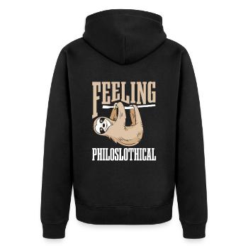 Feeling Philoslothical for all philosophy fans - Unisex Premium Organic Zip Hoodie - black - Back - Nico (187cm)