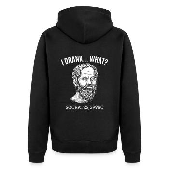 Ich Habe Getrunken, Was Sokrates 399 V. Chr. Für - Unisex Premium Bio Zip Hoodie - Schwarz - Hinten - Nico (187cm)