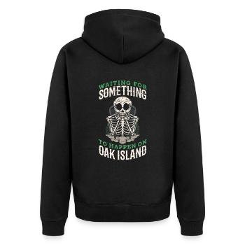 Waiting for something on the Oak Island - Unisex Premium Organic Zip Hoodie - black - Back - Nico (187cm)