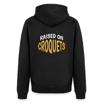 Aufgezogen Auf Croquets Für Alle Fans Der - Unisex Premium Bio Zip Hoodie - Schwarz - Hinten - Nico (187cm)
