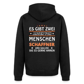 Schaffner Geschenk - zwei Arten von... Design - Unisex Premium Bio Zip Hoodie - Schwarz - Hinten - Nico (187cm)
