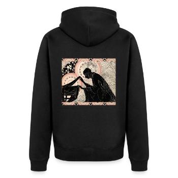Mystère, illustration vintage, art nouveau boho - Veste à capuche bio Premium Unisexe - noir - Dos - Nico (187cm)
