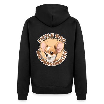 Little Dog Big Personality Chihuahua - Unisex Premium Bio Zip Hoodie - Schwarz - Hinten - Nico (187cm)