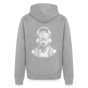 Chemise de samouraï streetwear musical - Veste à capuche bio Premium Unisexe - gris chiné - Dos - Nico (187cm)