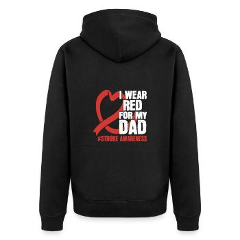 Je porte du rouge pour mon père pour tout le monde - Veste à capuche bio Premium Unisexe - noir - Dos - Nico (187cm)