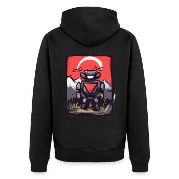 Japan Red Sun: Edo Tradition Manga Robot - Unisex Premium Organic Zip Hoodie - black - Back - Nico (187cm)