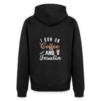 I run on coffee and insulin for everyone - Unisex Premium Organic Zip Hoodie - black - Back - Nico (187cm)