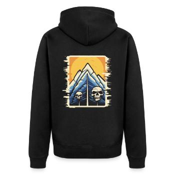Japanische Berge Natur: Horror Tarot Schädel - Unisex Premium Bio Zip Hoodie - Schwarz - Hinten - Nico (187cm)