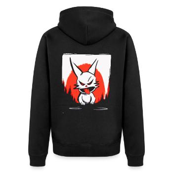 Soleil rouge japonais et un lapin coquin - Veste à capuche bio Premium Unisexe - noir - Dos - Nico (187cm)