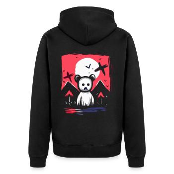Japan's Red Sun: A Strange Toy Bear - Unisex Premium Organic Zip Hoodie - black - Back - Nico (187cm)