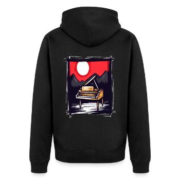 Japanese Red Sun: Nature Piano - Unisex Premium Organic Zip Hoodie - black - Back - Nico (187cm)