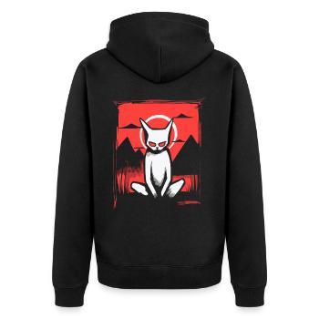 Le soleil rouge du Japon : le chat de yoga - Veste à capuche bio Premium Unisexe - noir - Dos - Nico (187cm)