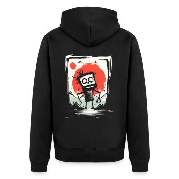 JAPAN's Red Sun: A Garbage Robot - Unisex Premium Organic Zip Hoodie - black - Back - Nico (187cm)