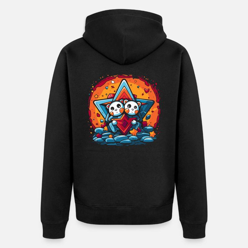 Deux ours aimants - Veste à capuche bio Premium Unisexe - noir