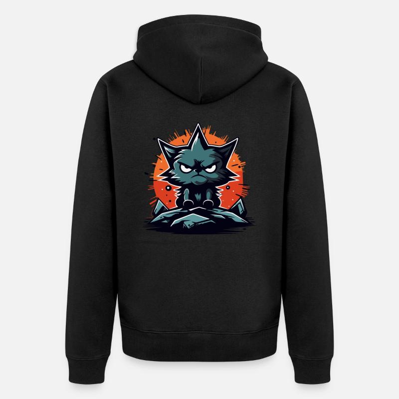 Un chat étoilé en colère - Veste à capuche bio Premium Unisexe - noir