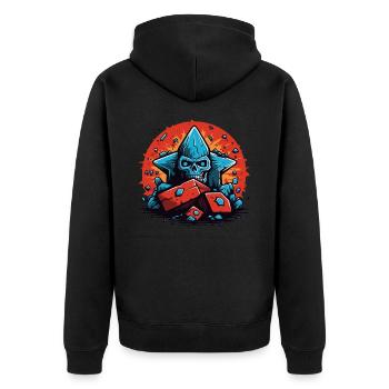 Zombie skull on the rocks - Unisex Premium Organic Zip Hoodie - black - Back - Nico (187cm)