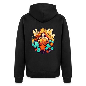 La belle vierge des fleurs et des étoiles - Veste à capuche bio Premium Unisexe - noir - Dos - Nico (187cm)