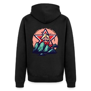 Cartoon Beach Babe The Beach Beauty - Unisex Premium Organic Zip Hoodie - black - Back - Nico (187cm)