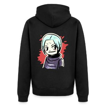 Fille d’anime drôle bizarre - Veste à capuche bio Premium Unisexe - noir - Dos - Nico (187cm)